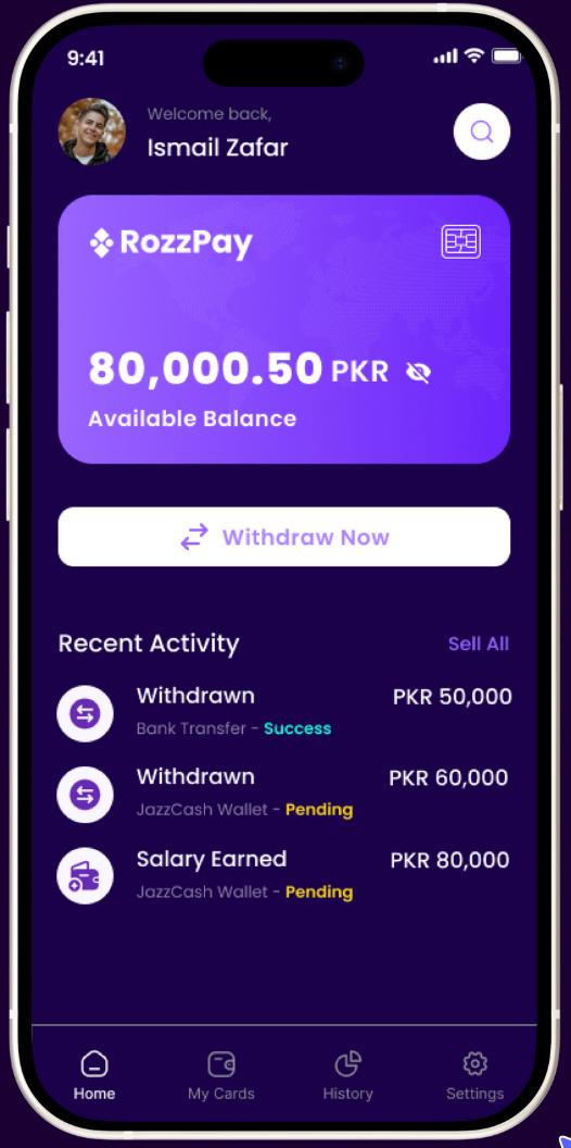 RozzPay Mobile App Interface